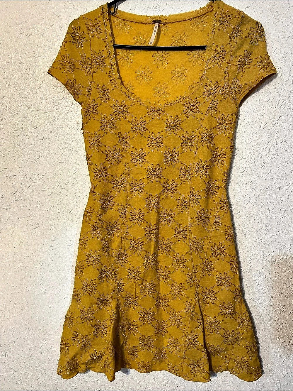 Free People Floral Mini Dress in Yellow Size XS Like New